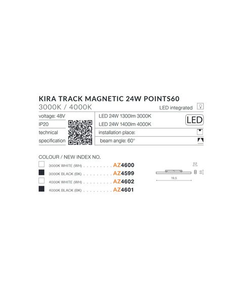 Магнитный светильник AZzardo AZ4600 Kira Track Magnetic 24w Points60 3000k Wh AZ4600 фото