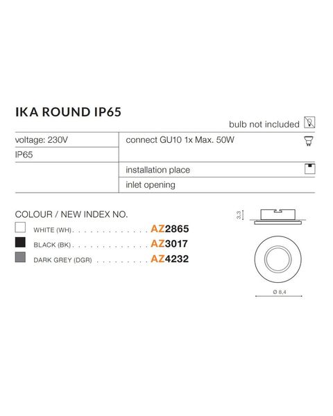 Точковий світильник Azzardo AZ3017 Ika round IP65 AZ3017 фото