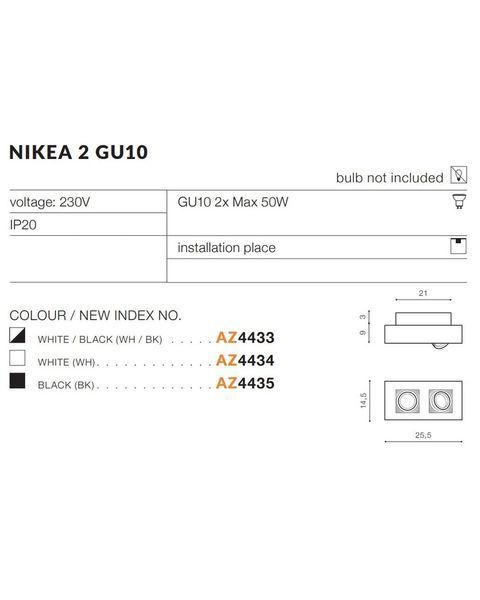 Точковий світильник AZzardo AZ4434 Nikea 2 Gu10 Wh AZ4434 фото