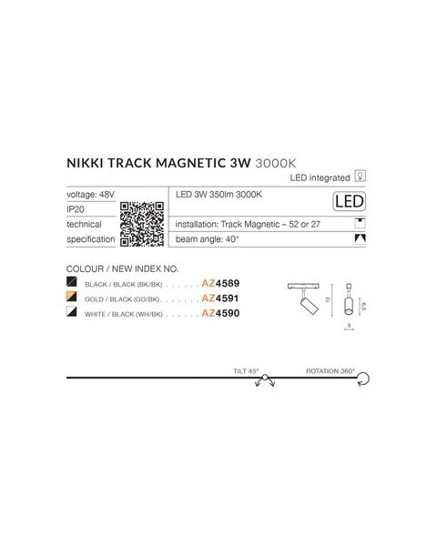 Магнітний світильник AZzardo AZ4591 Nikki Track Magnetic 3w 3000k Go/Bk AZ4591 фото