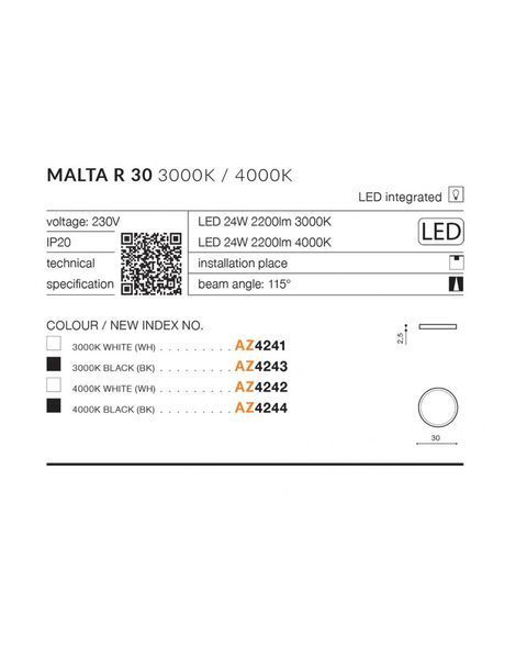 Стельовий світильник AZzardo AZ4243 Malta R30 AZ4243 фото