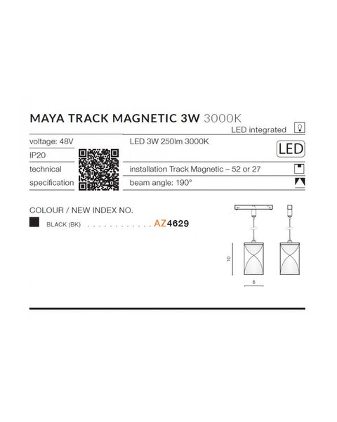 Магнітний світильник AZzardo AZ4629 Maya Track Magnetic 3w 3000k Bk AZ4629 фото