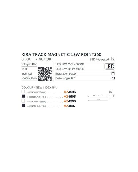 Магнитный светильник AZzardo AZ4596 Kira Track Magnetic 12w Points60 3000k Wh AZ4596 фото