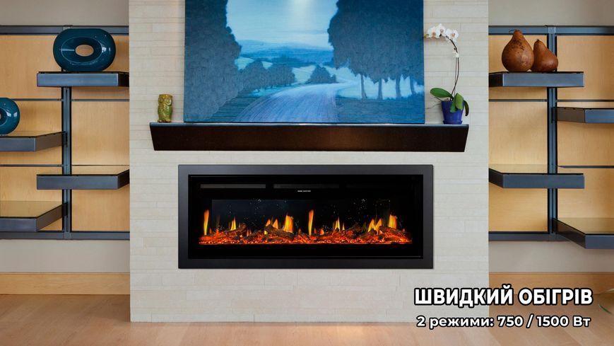 Электрокамин с обогревом Royal 5D V-Art 60 L (1500x450x165) с 5D эффектом пламени, звуком, дровами и эффектом тления, цветами и вариантами реалистичного пламени (5DVART60L) 25289 фото