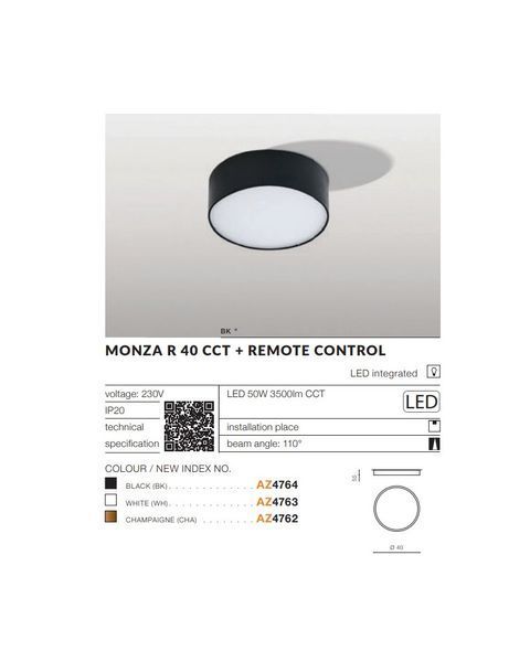 Стельовий світильник AZzardo AZ4763 Monza Led R40 Ctt AZ4763 фото