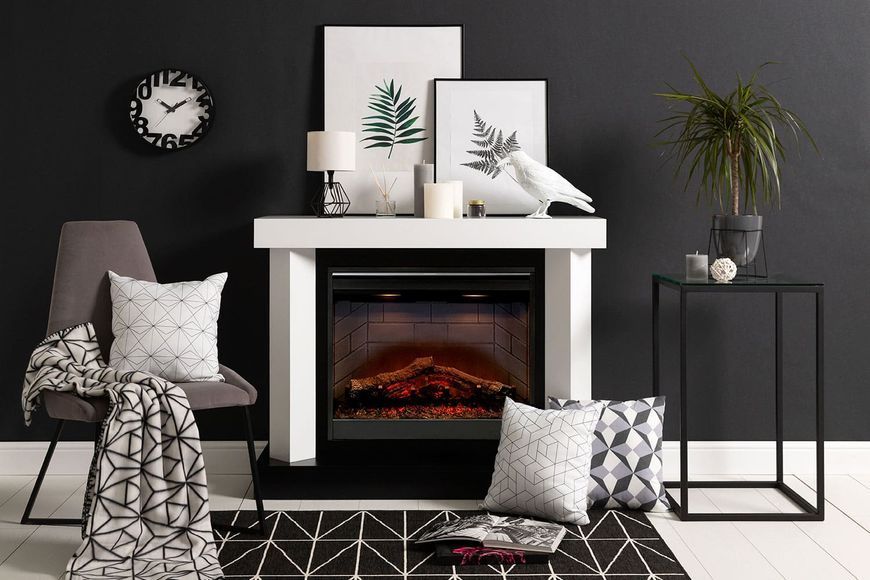 Електрокамін з обігрівом Dimplex Symphony 26 LED (DF2608-INT) з дровами, ефектом тління, цеглинами, підсвітками, розмір 695x600x231 24050 фото