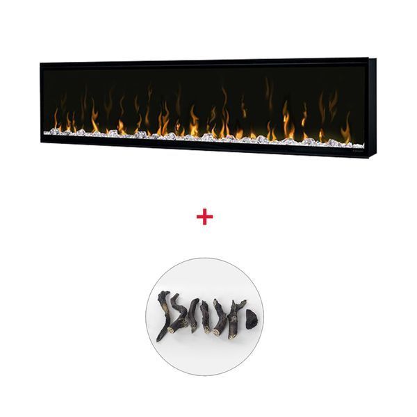 Електрокамін з обігрівом Dimplex Ignite XL 60 (XLF60) лінійний, з кристалами, кольорами, розмір 1556x419x147 + Подарунок! Комплект дров керамічних 24963 фото