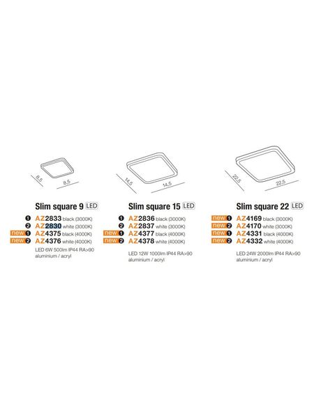 Точечный светильник AZzardo AZ4169 Slim 22 Square 3000k Ip44 Bk AZ4169 фото