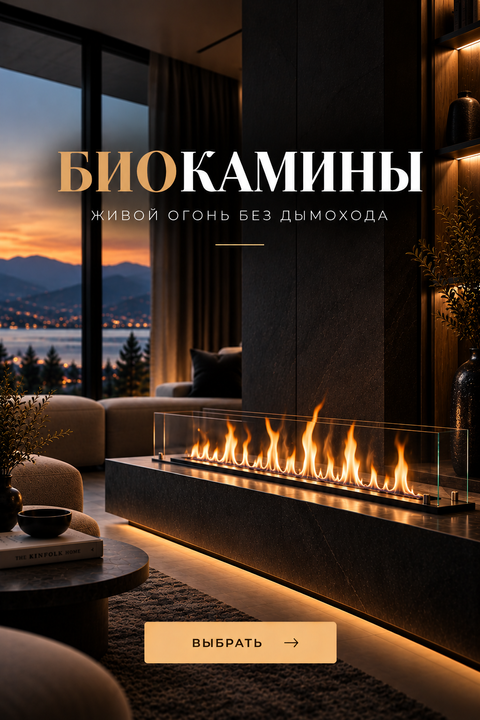 Паровой камин с эффектом живого пламени без дыма